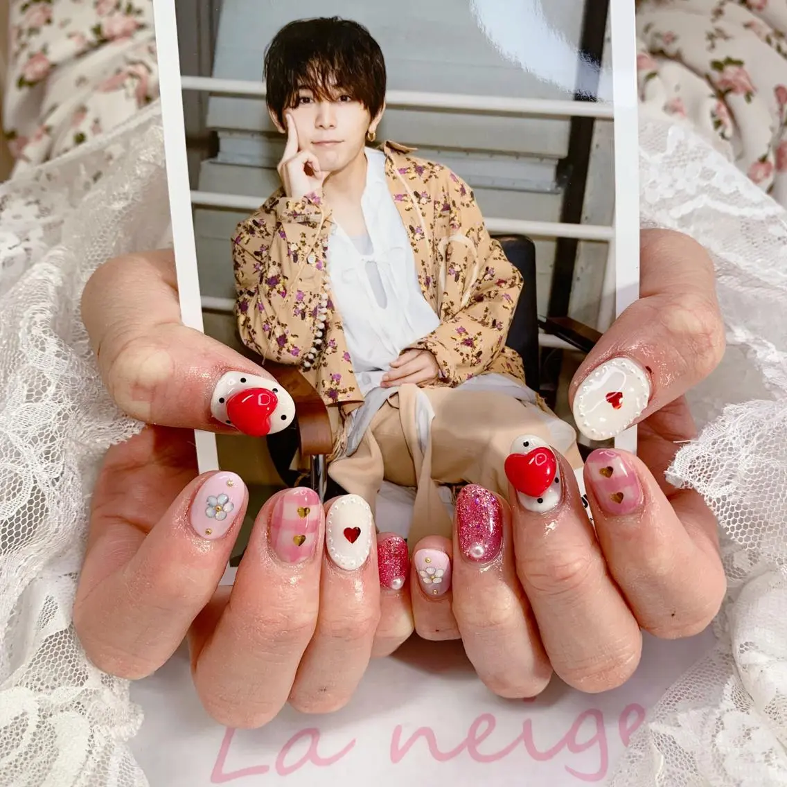 ネイル ハート ハンドネイル La neige* yuki 🐩🌙のネイルデザイン