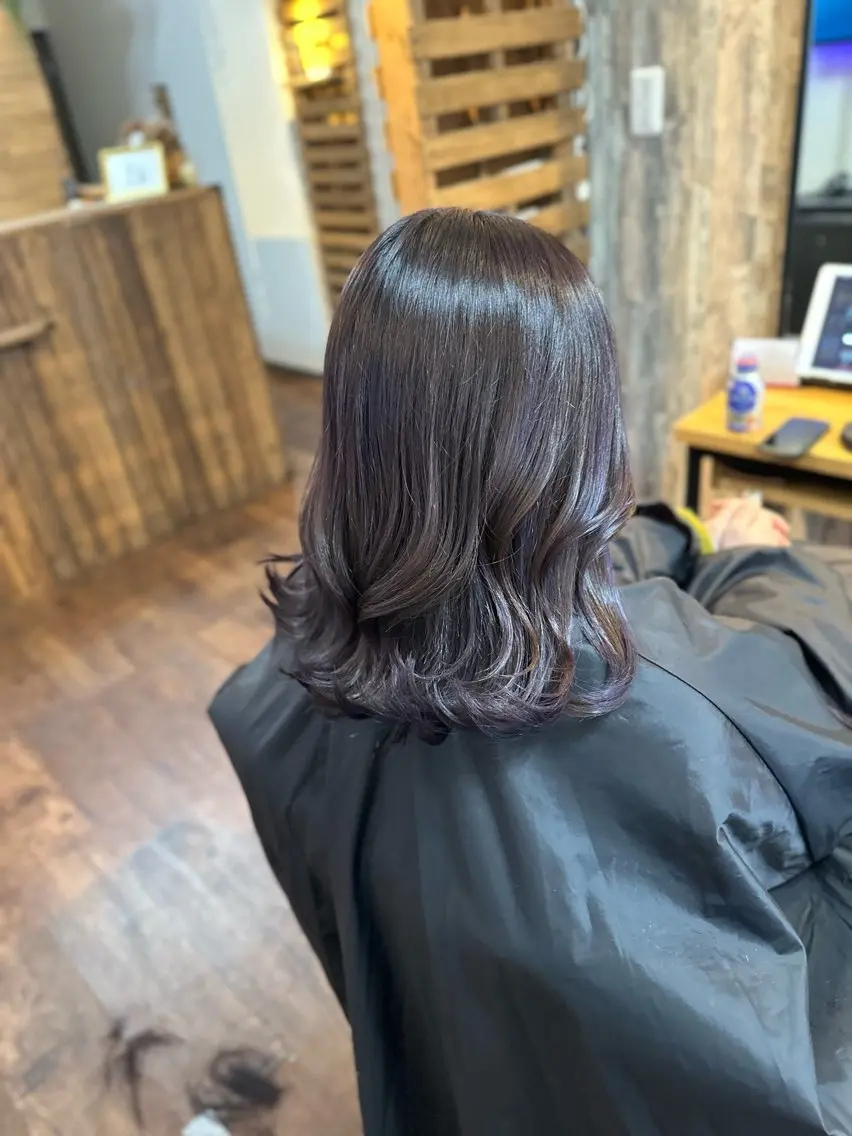 セミロング カラー ピンクカラー バイオレットカラー バイオレットピンク カット ヘアカラー トリートメント Luzir⭐︎ GEN⭐︎のヘアスタイル