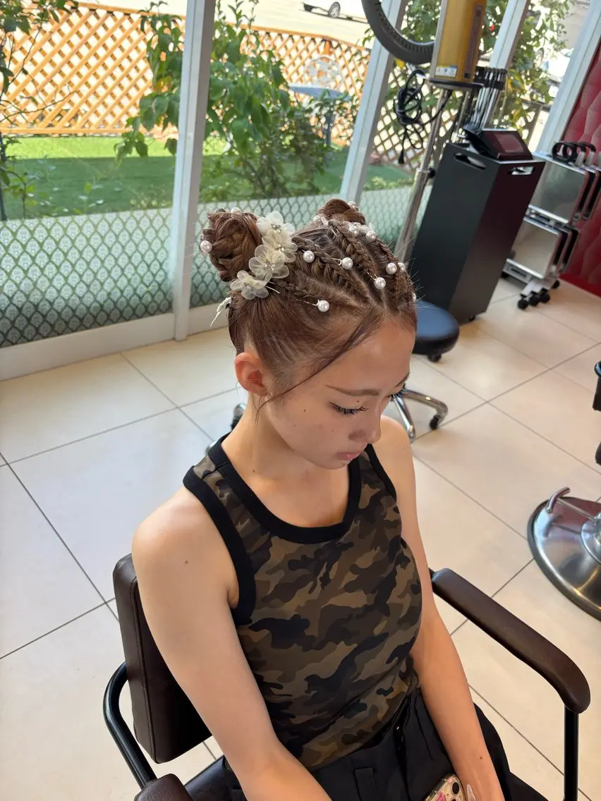ヘアアレンジ お団子ヘア ヘアセット 柴﨑 亜耶華のヘアスタイル