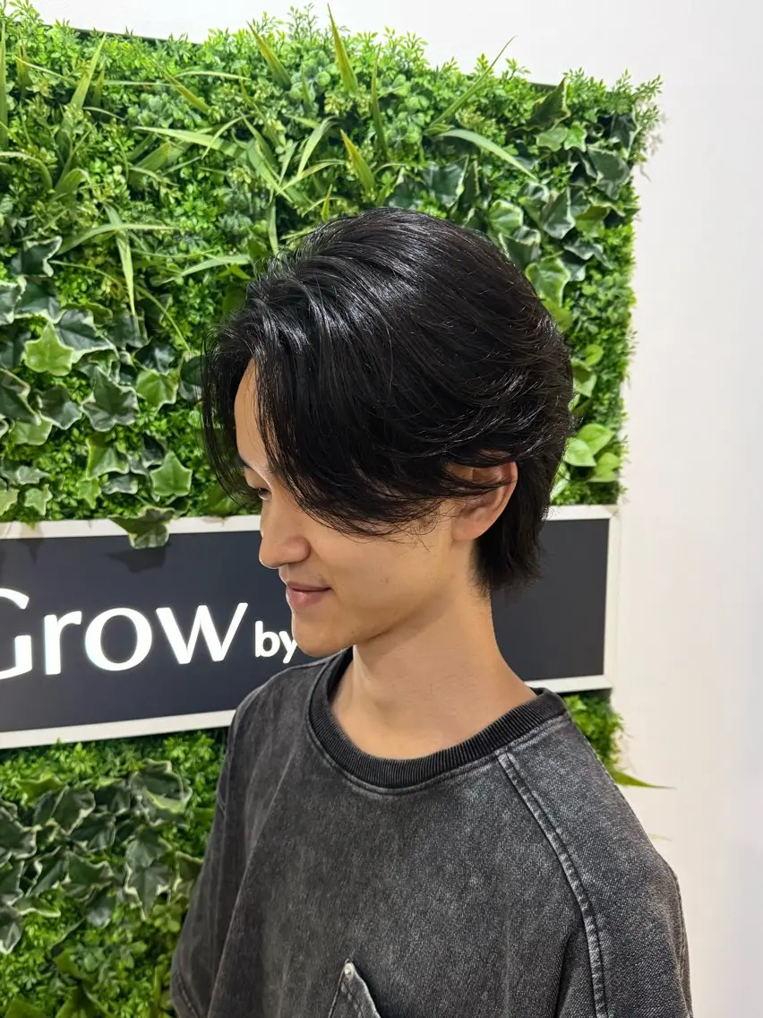 パーマ メンズ センターパート カット パーマ Grow by NYNY 馬渡 真輝のヘアスタイル
