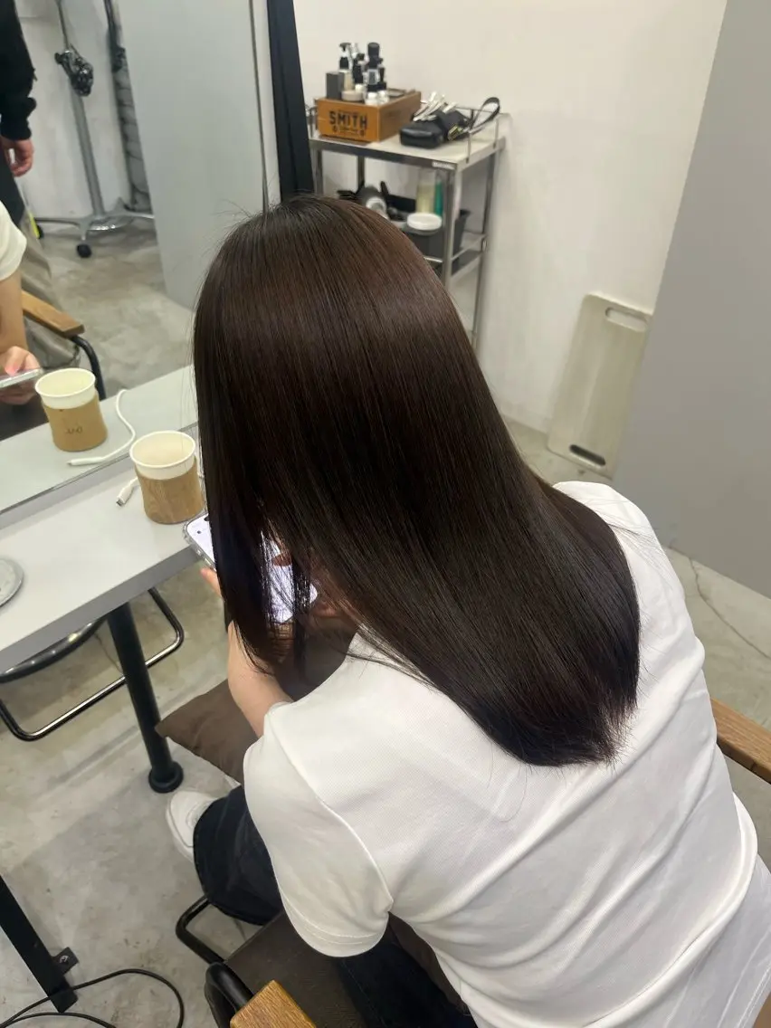 ロング パーマ 縮毛矯正 トリートメント 韓国×艶ハイトーンが かわいい✨️リオ🍒のヘアスタイル