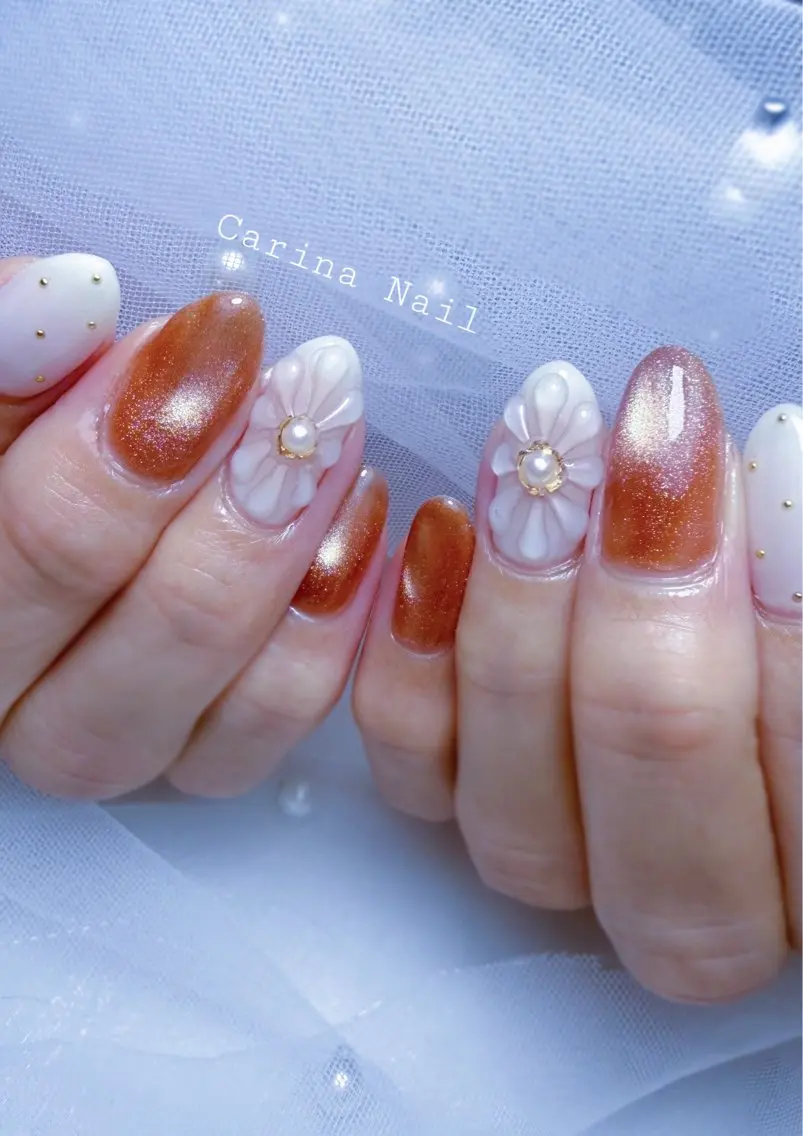ネイル フラワーネイル ぷっくりネイル Carina Nailのネイルデザイン