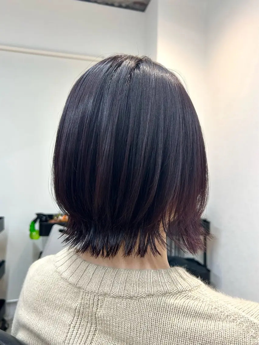 ミディアム カラー ボブレイヤー ラベンダーカラー ボブ レイヤーカット ハイライト/レイヤー /艶髪/吉田愛望のヘアスタイル
