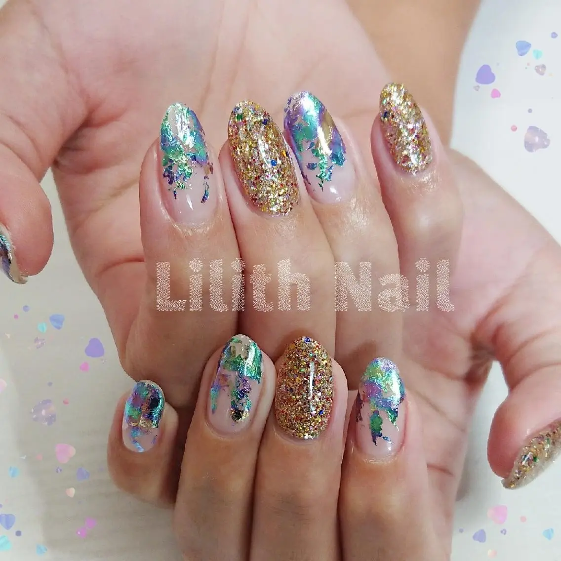 ネイル ラメ(グリッター) ハンドネイル Lilith Nailのネイルデザイン