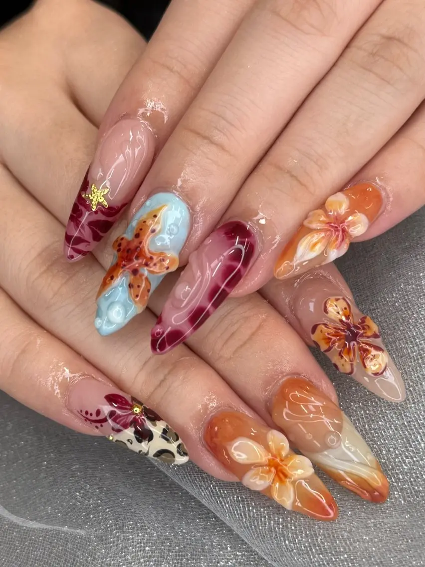 ネイル フットネイル 氷ネイル・うるうるネイル マットネイル ニュアンスネイル リボン ハンドネイル Akina Nailのネイルデザイン
