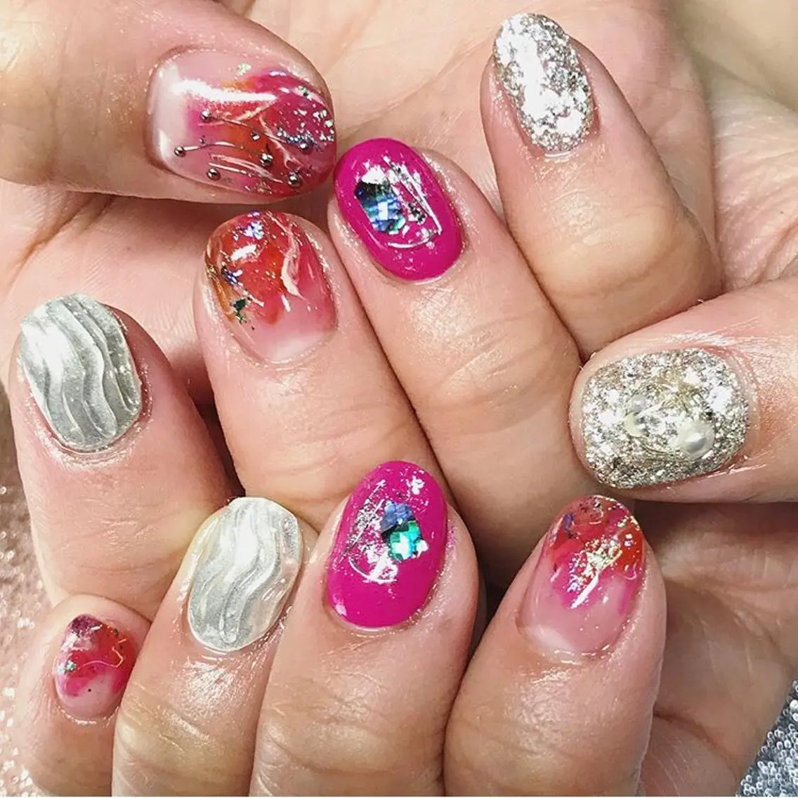 ネイル 渋谷／チップ長さ出し 👑アプレgel-xのネイルデザイン