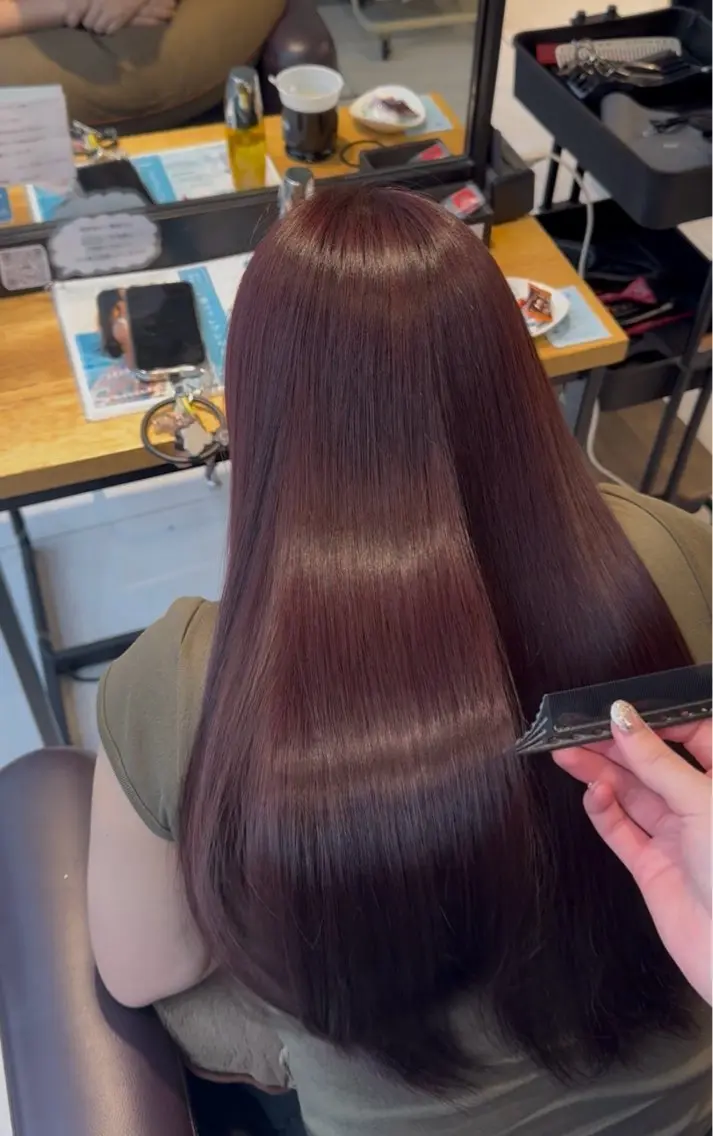 ロング 髪質改善 ヘアカラー ツヤツヤ髪質改善🫧 レイヤーRUKAのヘアスタイル