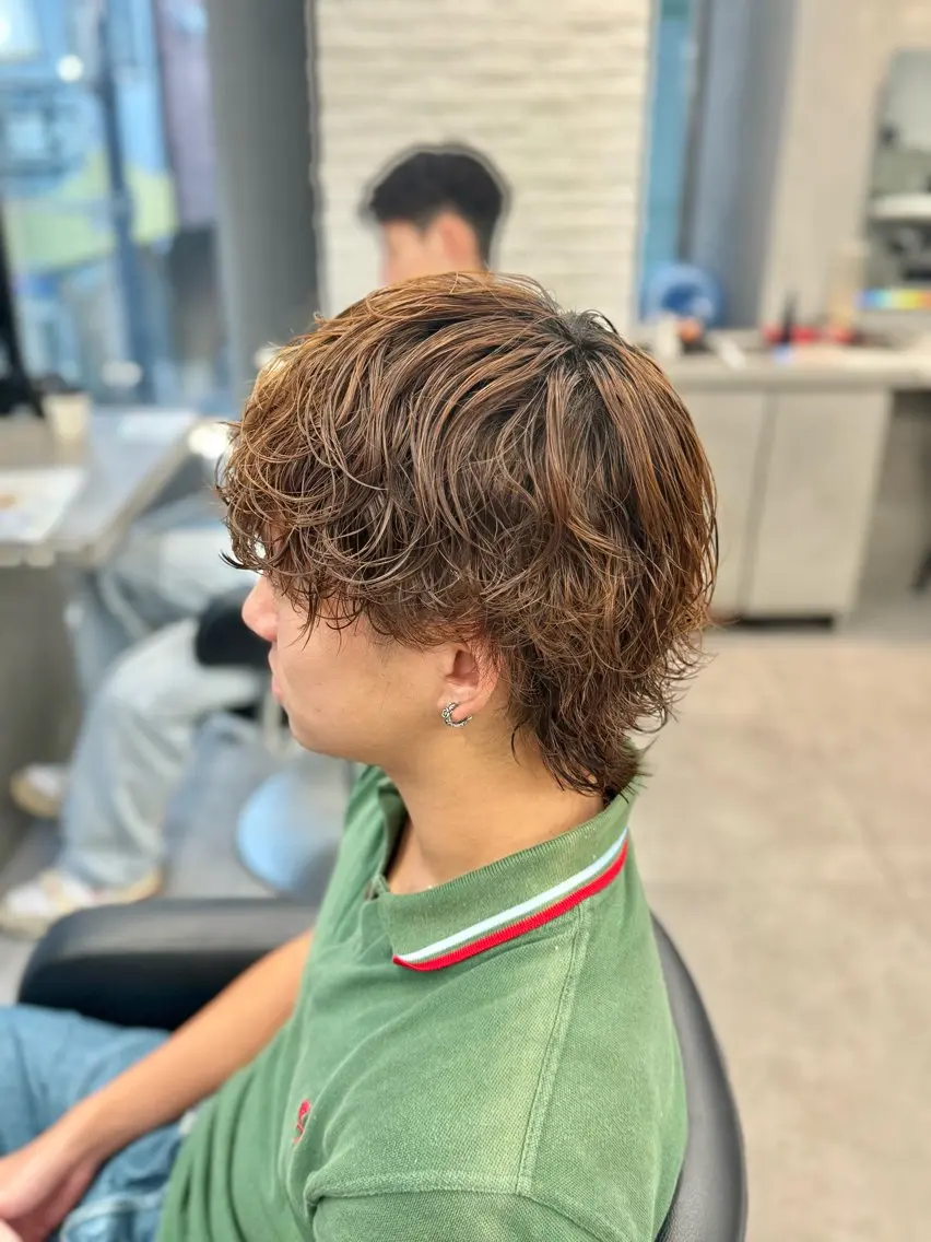 ショート カラー パーマ メンズ 原宿🐊メンズパーマ カラーはるまのヘアスタイル