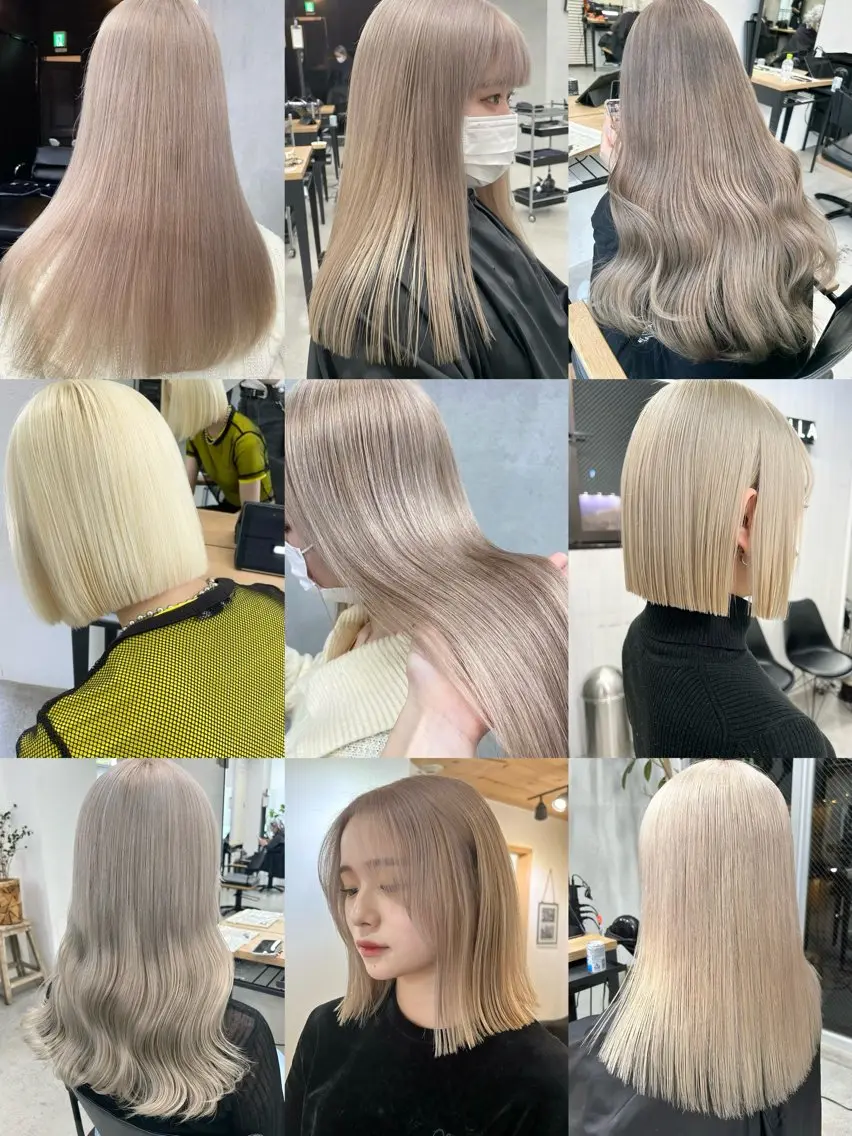 ロング カラー ヘアアレンジ ベージュカラー ブリーチ ブロンド ヘアカラー トリートメント 韓国/ハイトーン/ ボブ🎀MIKU🎀のヘアスタイル