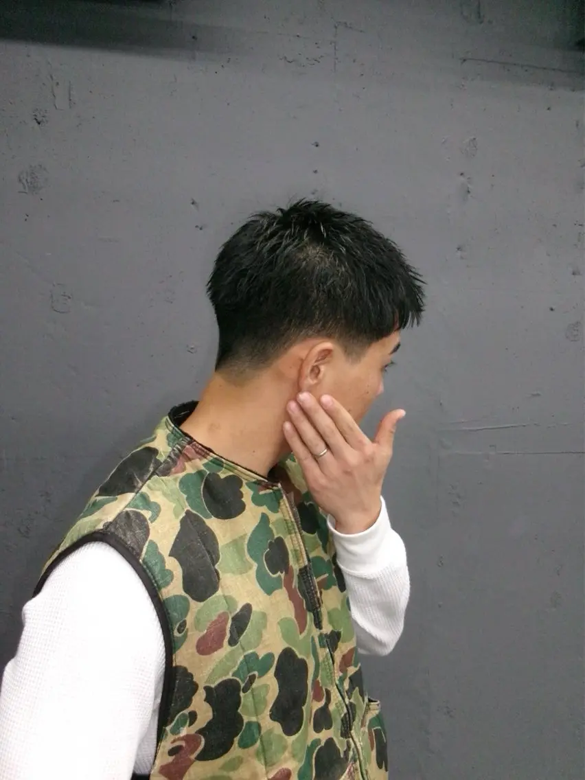 メンズ カット スパイキーパーマ 柏NO1 藤本葉のヘアスタイル