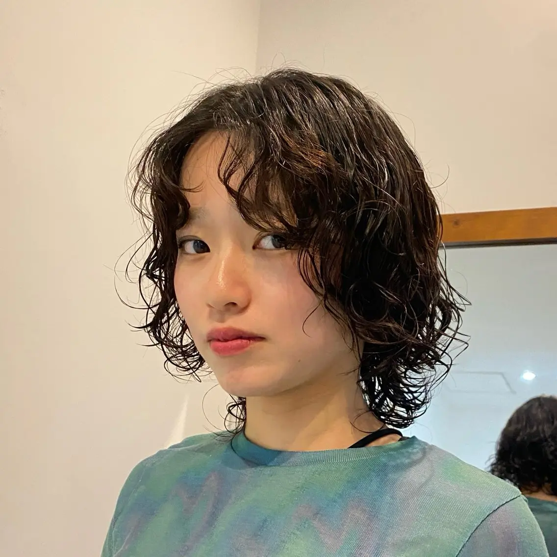 ミディアム パーマ パーマ パーマモデル/ カラー/モモカのヘアスタイル