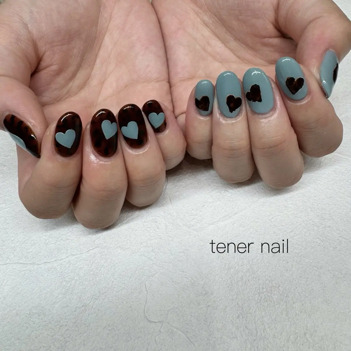 ネイル べっ甲ネイル ハート ハンドネイル テネルネイル tener nailのネイルデザイン