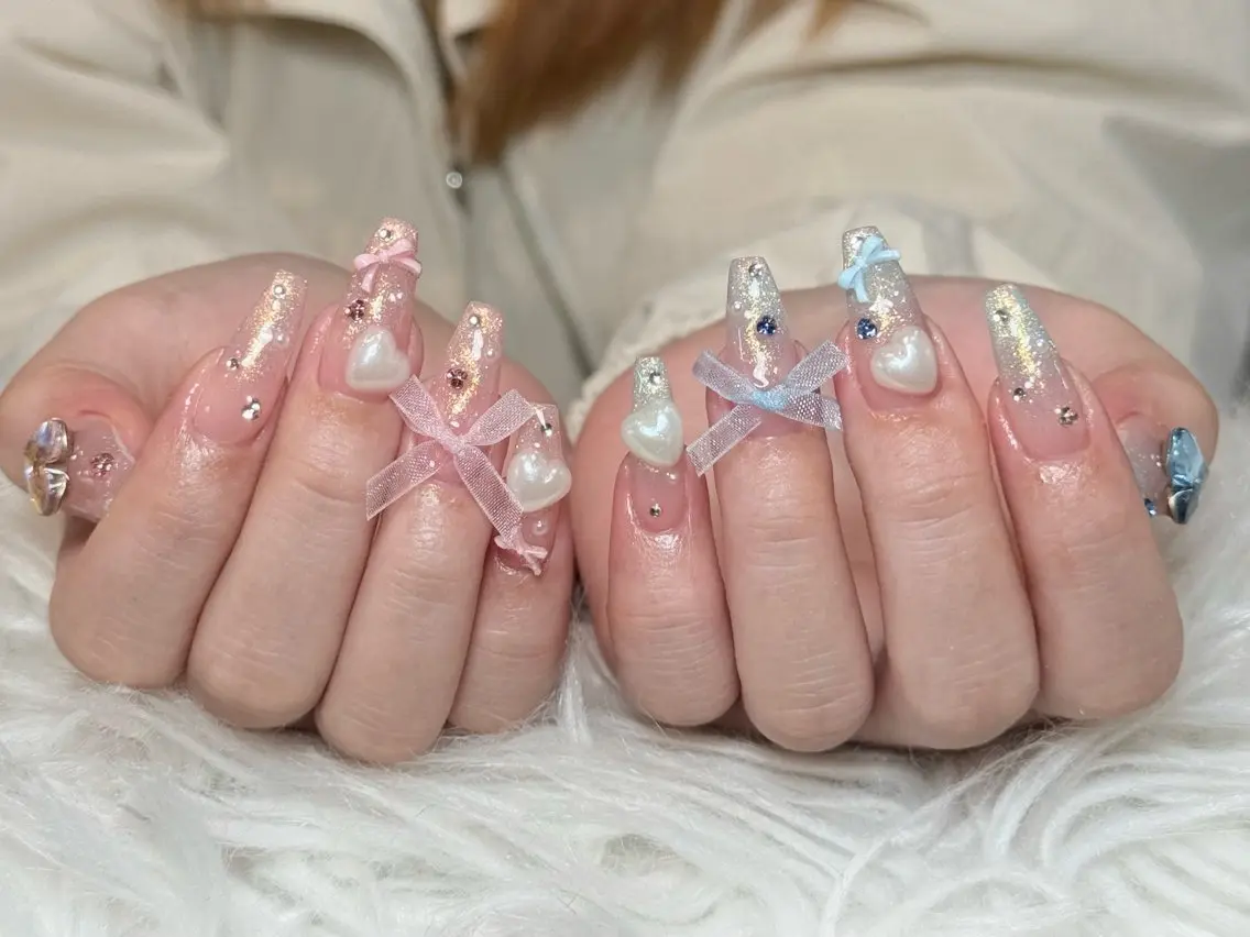 ネイル クリアネイル ドット フラッシュネイル フレンチネイル マグネットネイル ハンドネイル ハンドケア Aria Nail Beautyのネイルデザイン