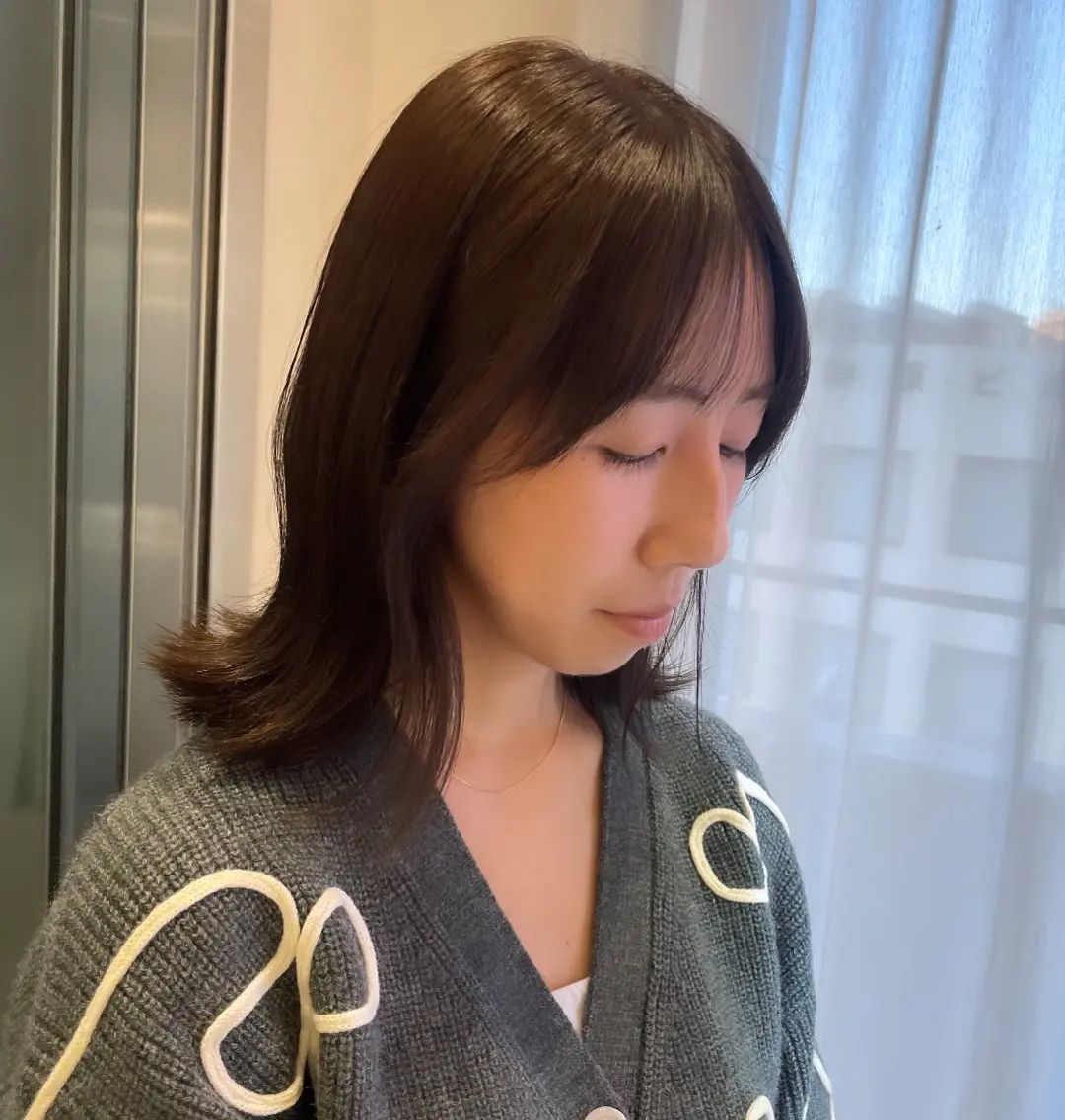 ミディアム カラー カット ヘアカラー トリートメント 暖色/オリーブカラー /中村未来🍒🫒のヘアスタイル