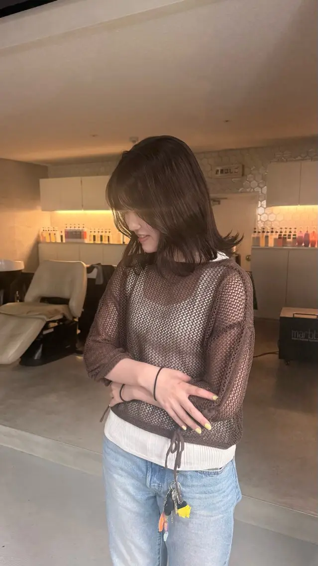 ミディアム カラー 透明感カラー オリーブカラー rimi ／透明感カラーのヘアスタイル
