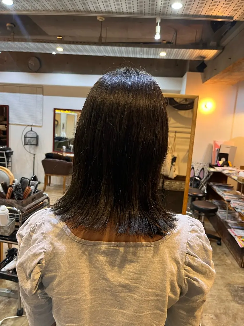 ミディアム カラー ヘアカラー 松原 樹里のヘアスタイル
