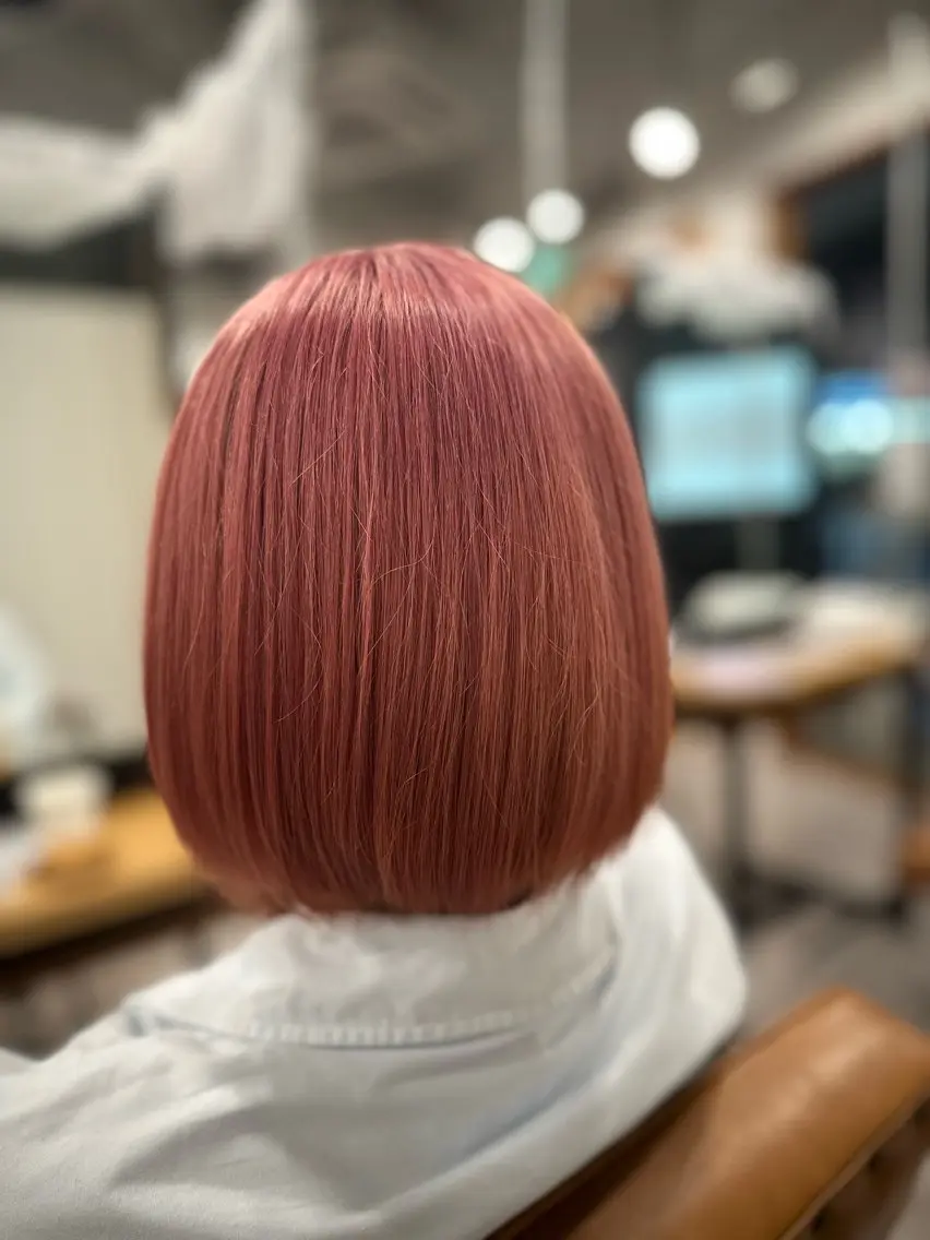 ショート カラー ショートボブ ピンクカラー ボブ ショートヘア ヘアカラー トリートメント 特殊カラー特化 ✂️SHIAN フジのヘアスタイル