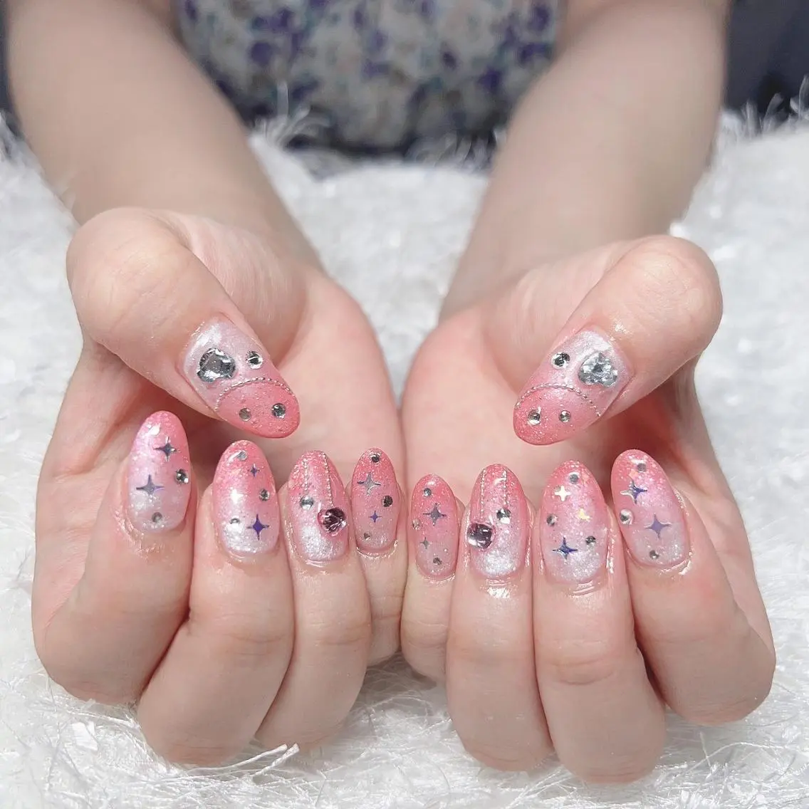 ネイル 長さ出し ジェルネイル グラデーション 韓国ネイル マグネットネイル ハンドネイル Nail&eye Belire 新宿のネイルデザイン