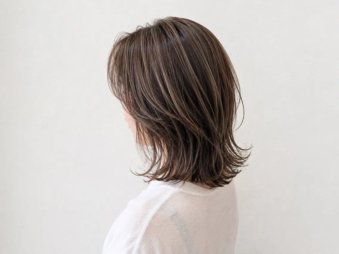 ミディアム カット ヘアカラー 艶髪⭐️白髪ぼかし ⭐️田玉裕樹のヘアスタイル