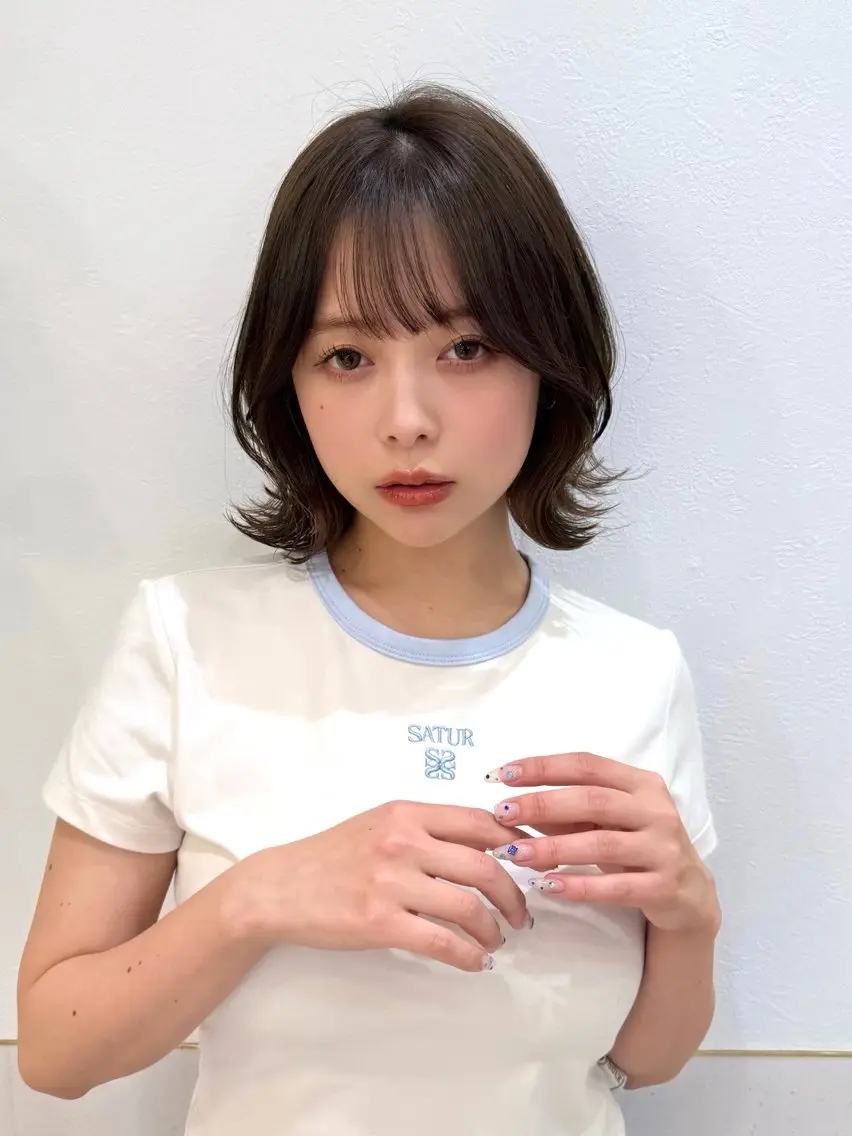 ミディアム カット ヘアカラー トリートメント 新宿/髪質改善/ボブ 韓国レイヤー大重聖斗のヘアスタイル