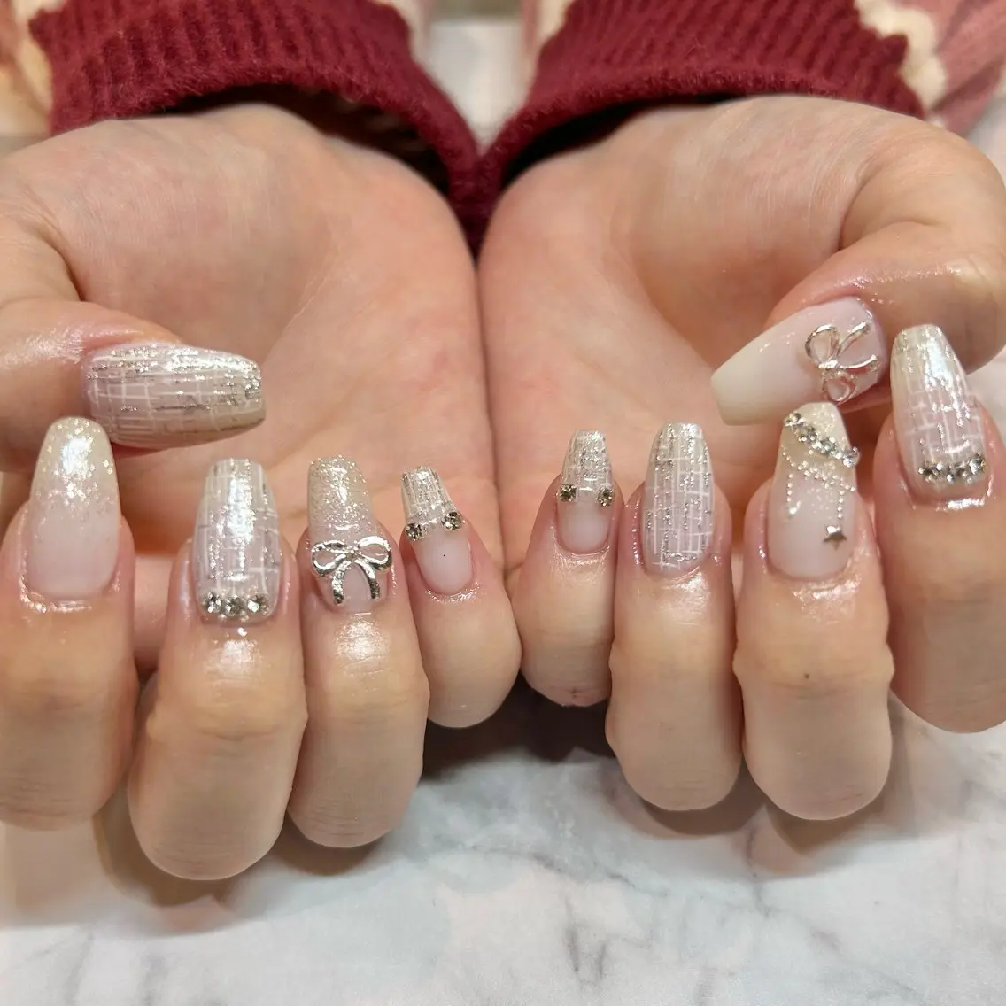 ネイル リボン Bianca栄店 みさとのネイルデザイン