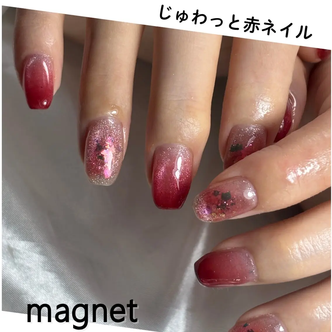 ネイル マグネットネイル 赤色 MKY salonのネイルデザイン