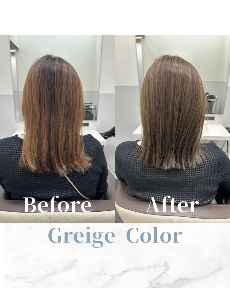 ミディアム カラー ケアカラー 透明感カラー グレージュ 髪質改善 トリートメント カット ヘアカラー トリートメント 【美髪矯正 /髪質改善】RINのヘアスタイル