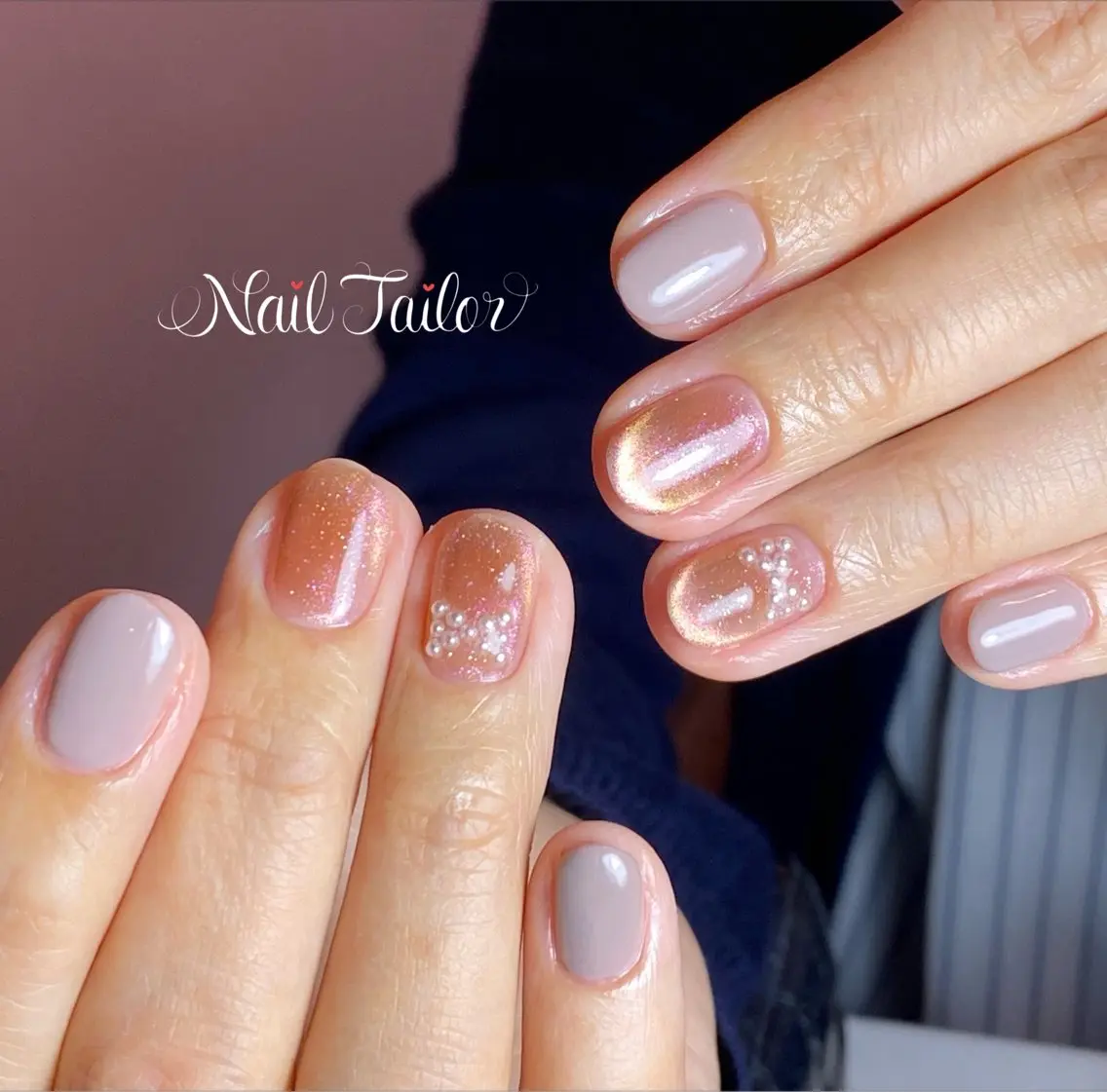 ネイル 長さ出し フレンチネイル ジェルネイル キラキラネイル マグネットネイル ハンドネイル NailTailor ネイルテイラーのネイルデザイン