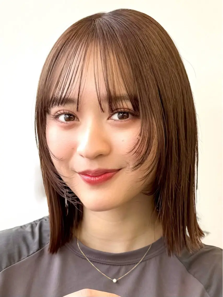 ミディアム 顔周りカット レイヤーカット ショート/ 似合わせカットモカのヘアスタイル