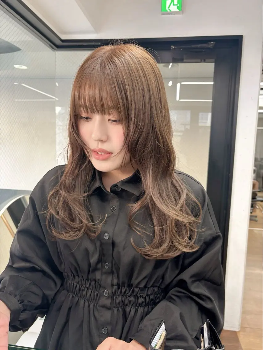 ロング レイヤーカット カット パーマ 似合わせカット ツヤカラー/和田陽向のヘアスタイル