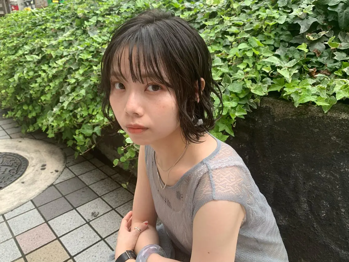 ショート カラー パーマ ヘアアレンジ グレージュ ボブ カット ヘアカラー トリートメント 新宿/顔周りカット +レイヤー=しずく♩のヘアスタイル
