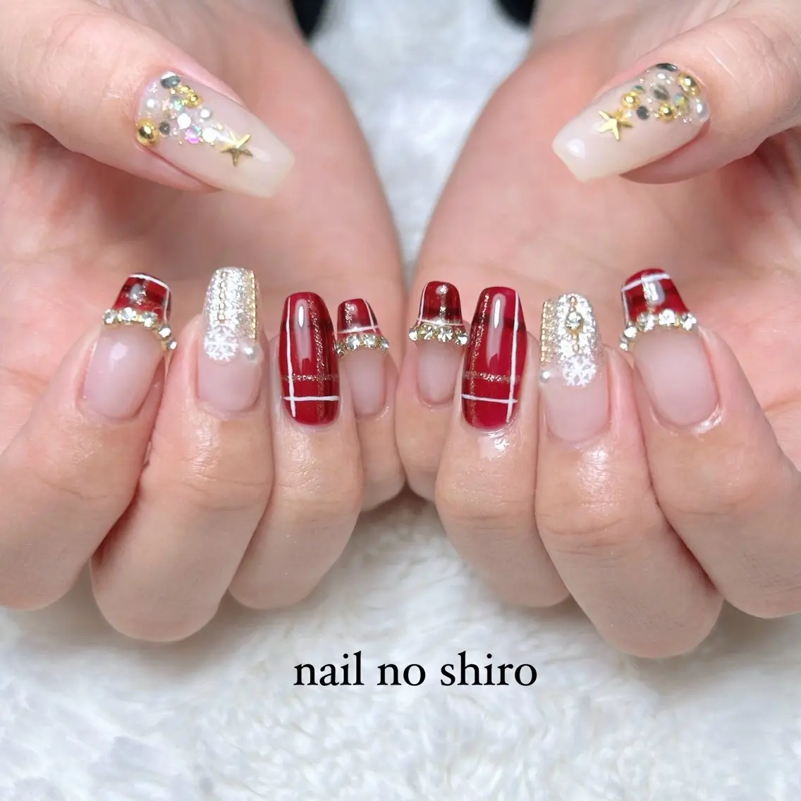 ネイル 赤色 冬ネイル クリスマス ハンドネイル nail no shiro/耳つぼのその他イメージ