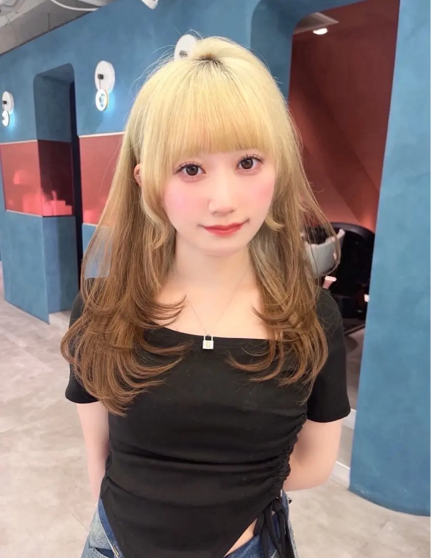 ロング カラー ヘアアレンジ レイヤー/髪質改善 縮毛/ハッシュカットのヘアスタイル