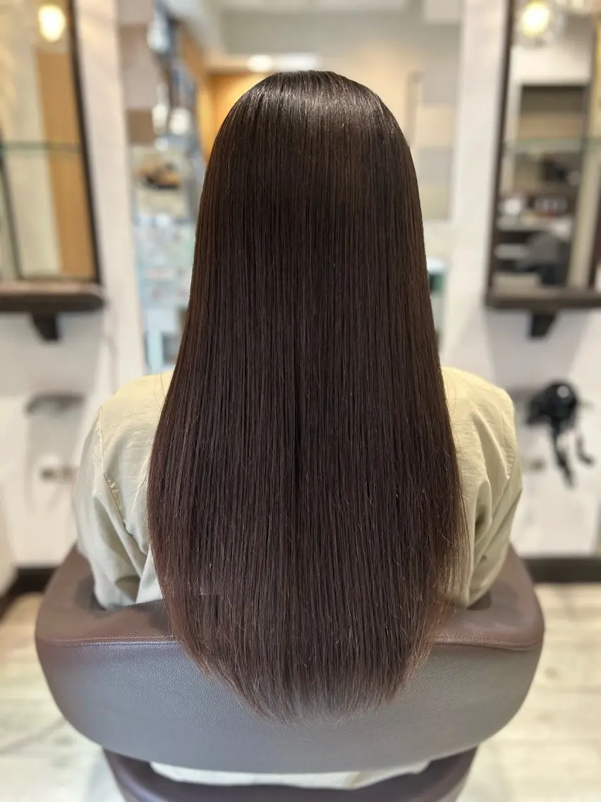ロング 縮毛矯正 カット 縮毛矯正 花澤 文子のヘアスタイル