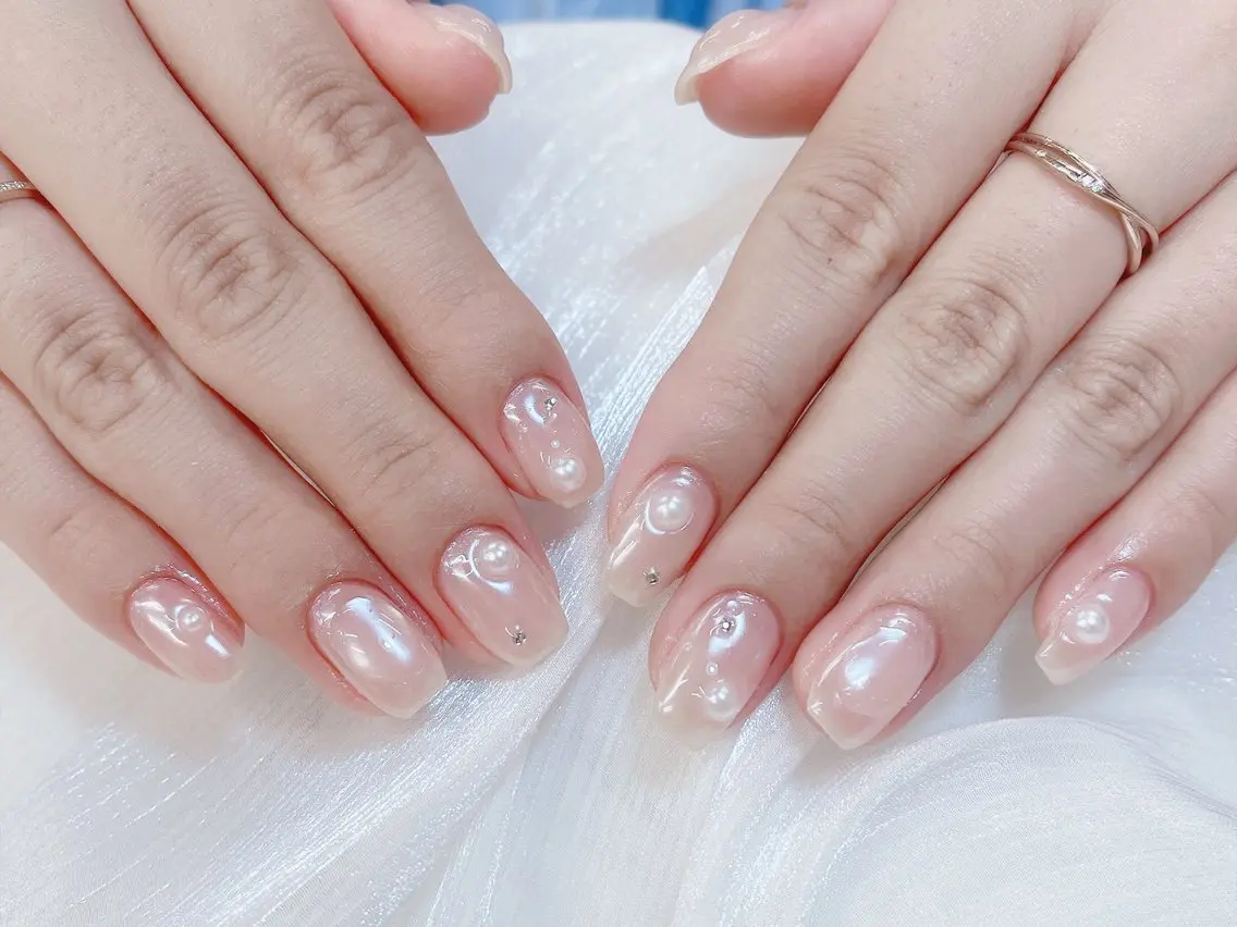 ネイル チークネイル 成人式 フレンチネイル グラデーション 氷ネイル・うるうるネイル ハンドネイル DUO MI nail salonのネイルデザイン