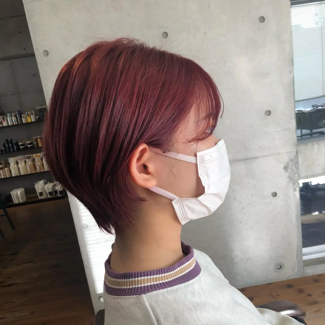 ショート カラー ピンクカラー nagisa /縮毛矯正のヘアスタイル