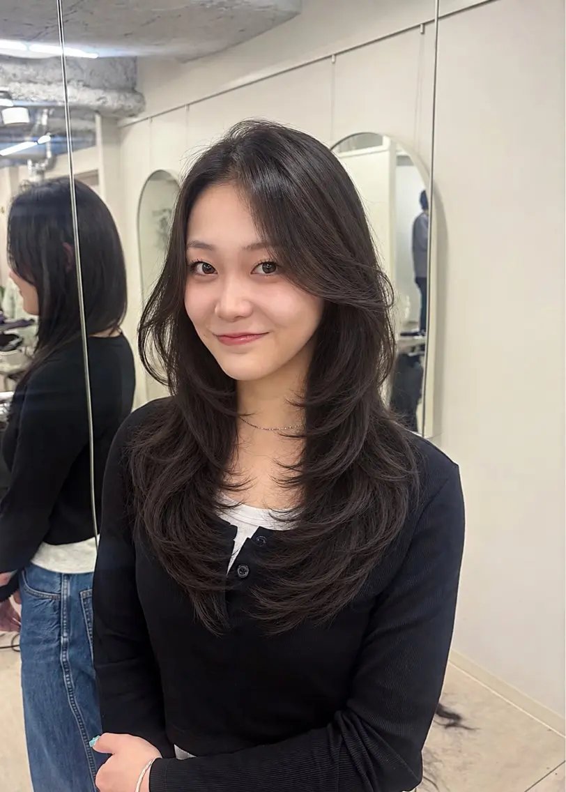 ロング カラー カット ヘアカラー トリートメント ヘッドスパ ヘアセット 盛れる艶カラー× レイヤーカット/咲来のヘアスタイル