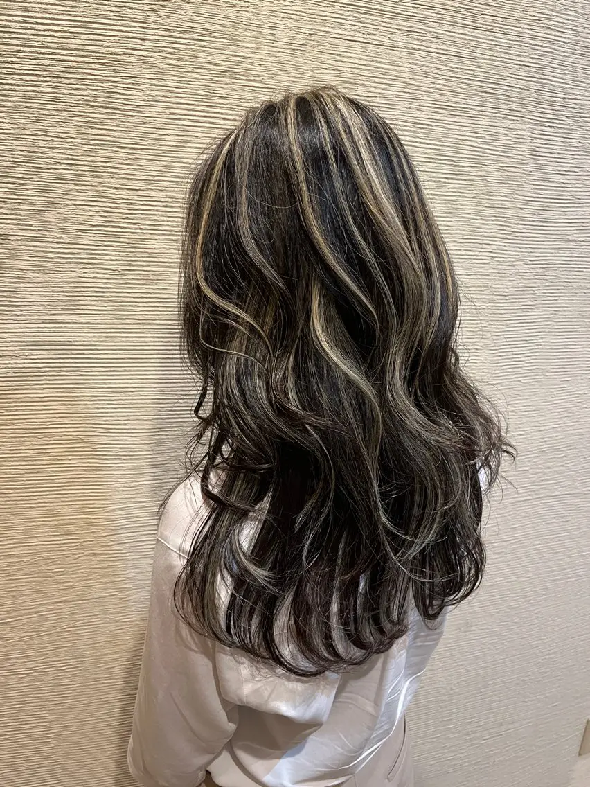 ロング ハイライト カット ヘアカラー トリートメント 艶カラー/メンズ パーマ/伊藤愛麻のヘアスタイル
