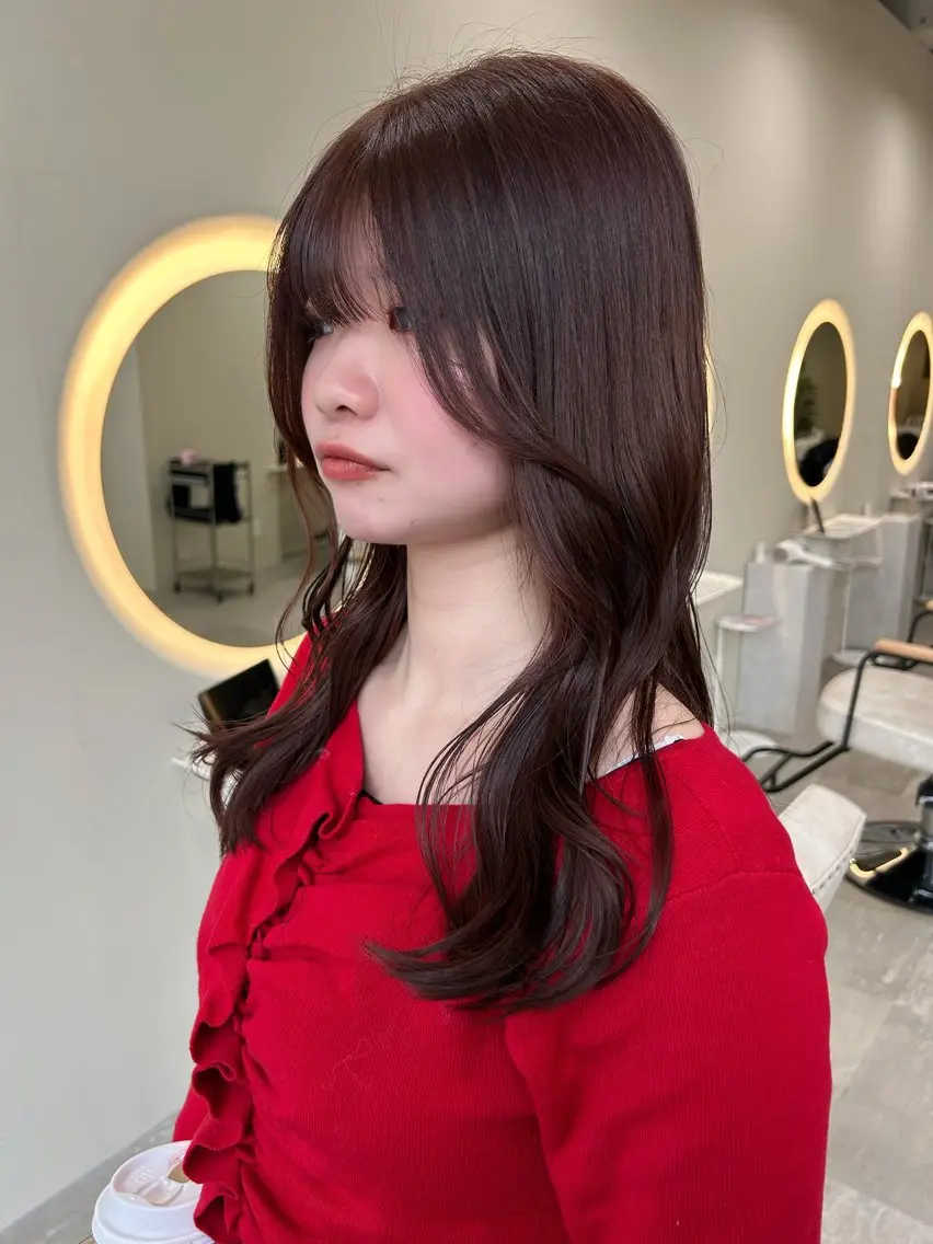 ロング カラー ブラウンカラー ピンクカラー ピンクブラウン カット ヘアカラー トリートメント 透明感カラー レイヤー/むつきのヘアスタイル