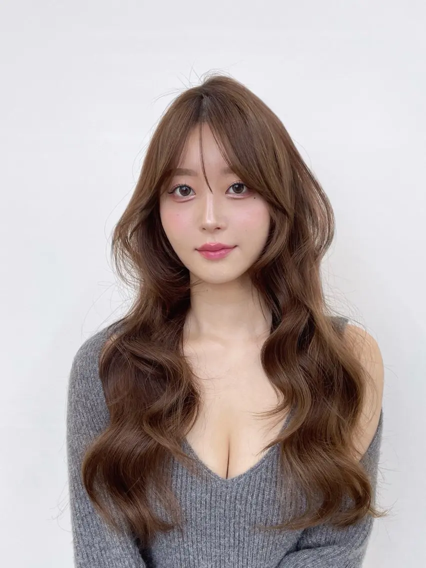 ロング カット ヘアカラー トリートメント 顔周り/レイヤー /韓国ヘア/TAKUのヘアスタイル