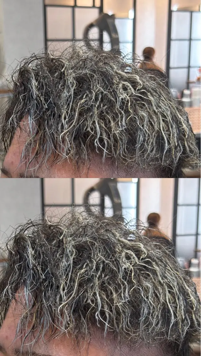 ミディアム メンズ ヘアカラー パーマ メンズハイライト 💫TAISEI💫のヘアスタイル