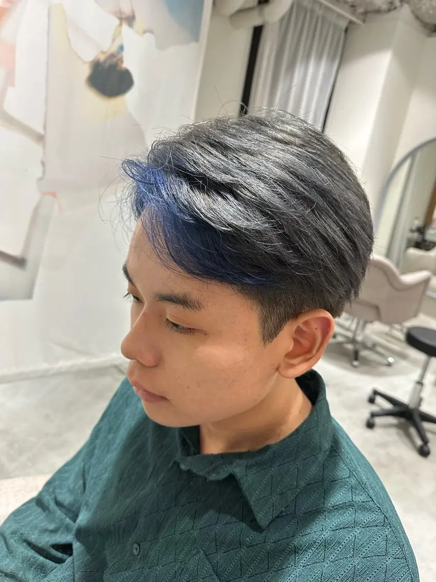 カラー メンズ メンズハイトーン ミストバング デザインカラー フェイスフレーミング ハイトーンカラー カット ヘアカラー トリートメント 💎メンズパーマ特化 🥇メンズのプロのヘアスタイル