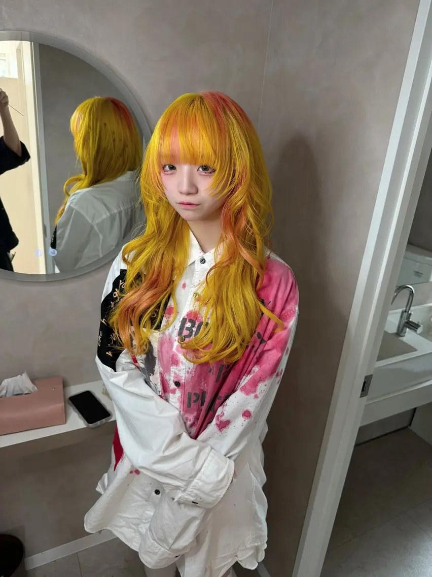 ロング カラー カット ヘアカラー トリートメント ダメージレスブリーチ HIROSHIのヘアスタイル