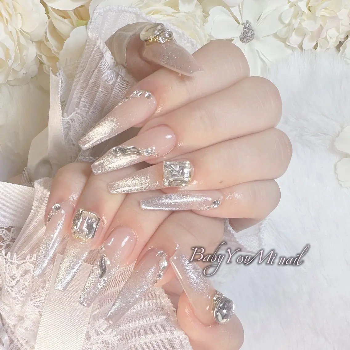 ネイル オーロラネイル 成人式 フットネイル フレンチネイル ジェルネイル ハンドネイル BabyYouMi nailのネイルデザイン