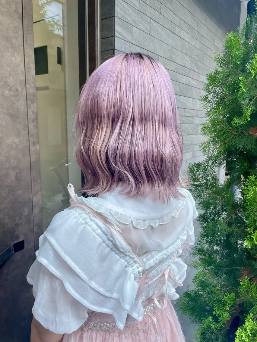 ミディアム カラー ブリーチ ピンクカラー ヘアカラー 透明感艶髪カラー /府中/Mizukiのヘアスタイル