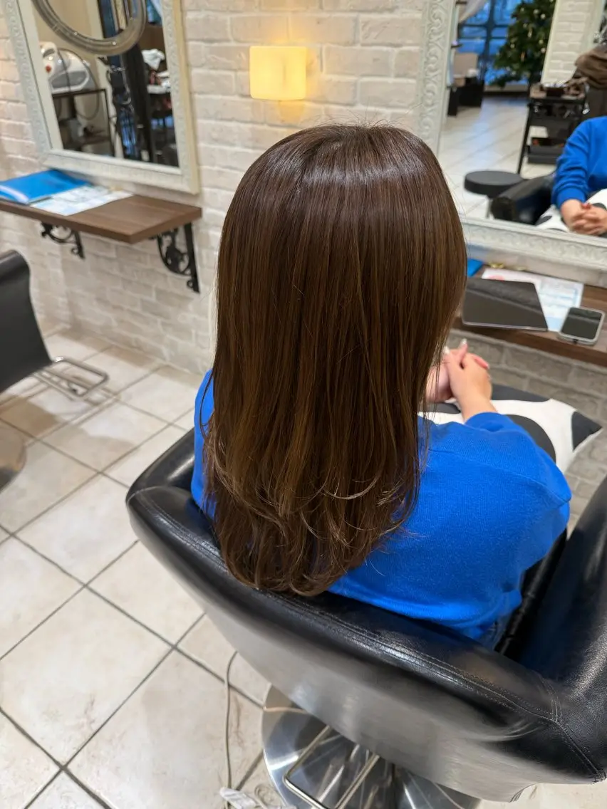 セミロング ボブ 韓国風ヘア レイヤーカット 🩵RIKO🩵 透明感カラー🫧のヘアスタイル