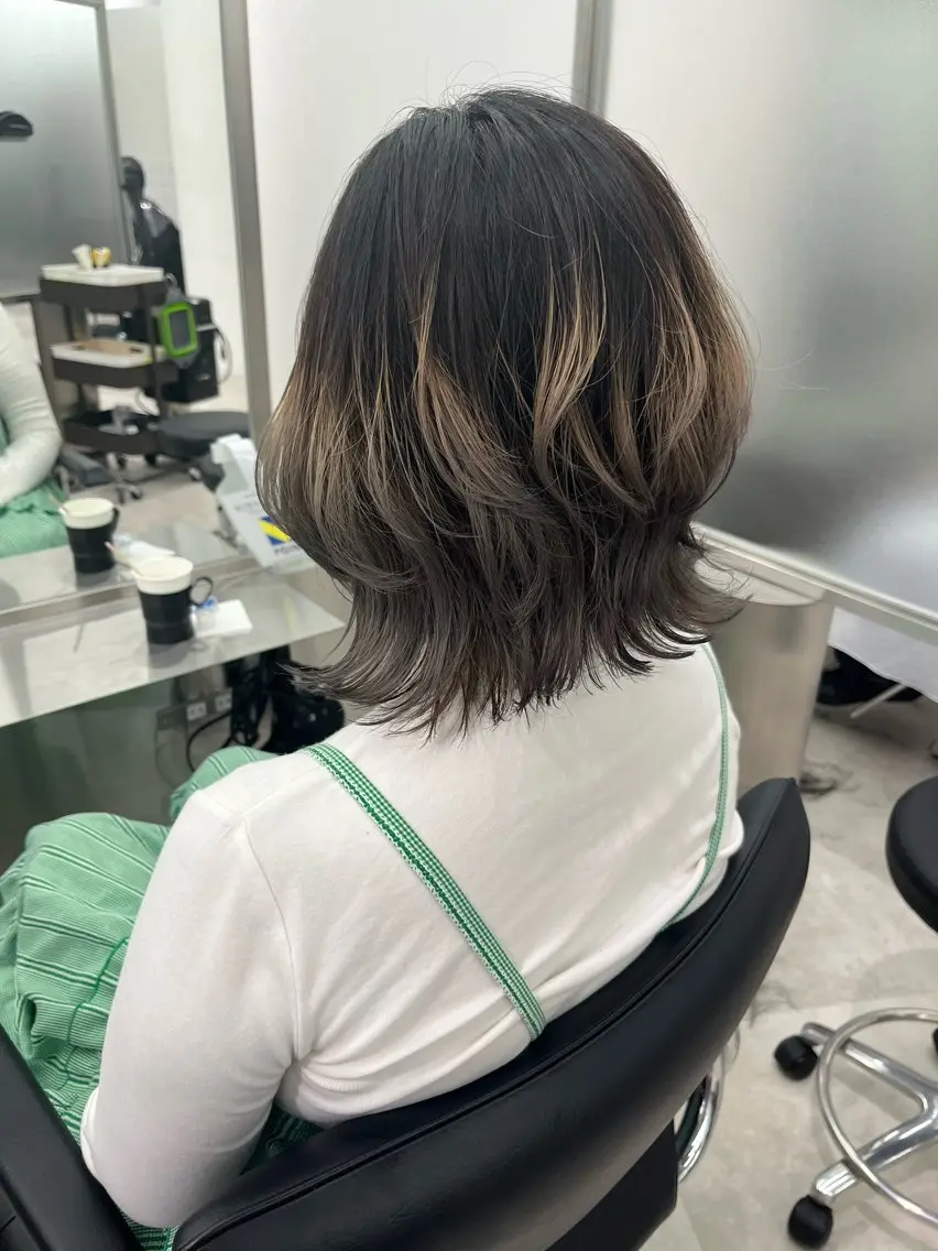 ミディアム カラー ブリーチ グラデーションカラー シルバー 梅田茶屋町ヘッドスパ &艶カラー りほのヘアスタイル