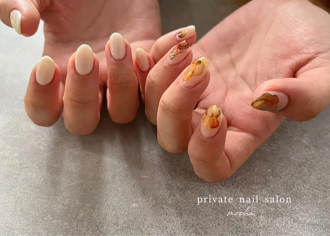 ネイル アートネイル カジュアル チークネイル フレンチネイル ジェルネイル mocha nailのネイルデザイン
