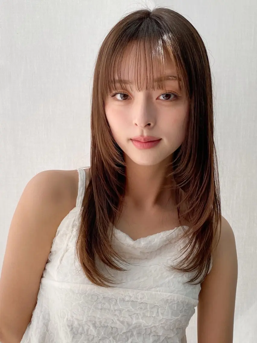 セミロング カラー 髪質改善 レイヤーカット トリートメント カット トリートメント レイヤー×縮毛矯正✨ 髪質改善/佐藤侑哉のヘアスタイル