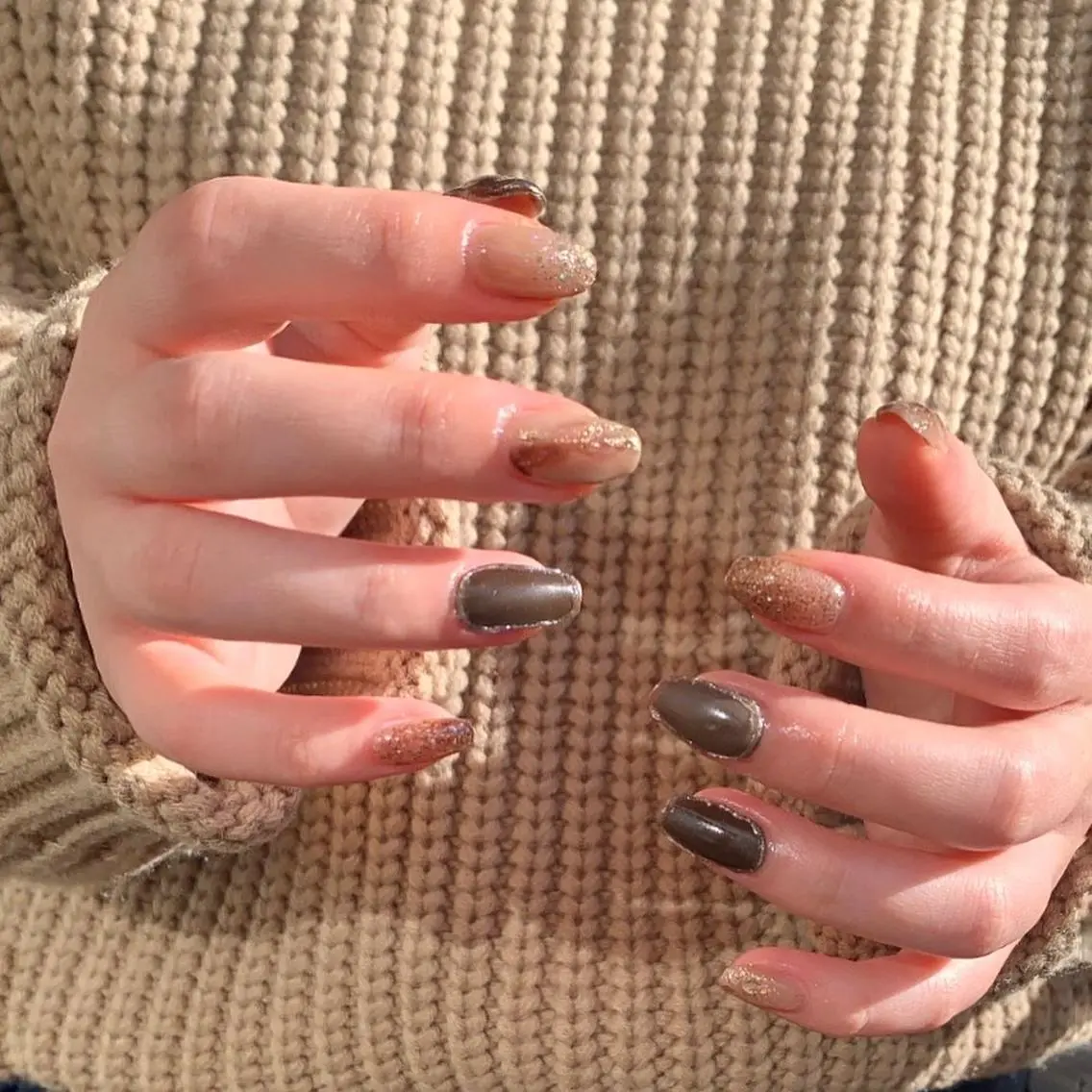 ネイル ブラウン マットネイル nail* runa🌻のネイルデザイン